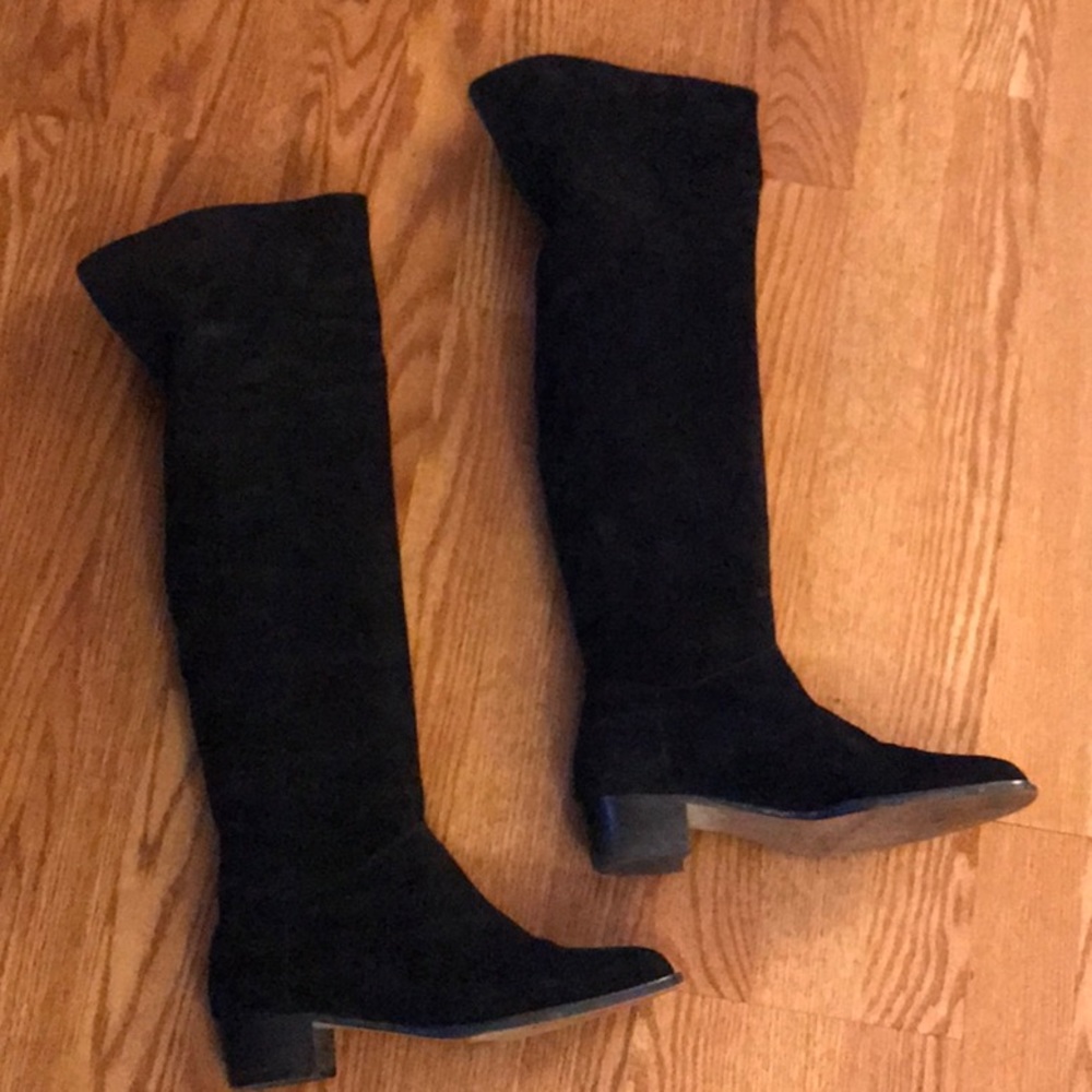 Adrienne Vittadini Black Suede Knee High boots 8 - Picture 4 of 8